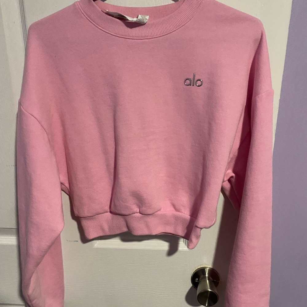 ALO Yoga Pink Cropped Hoodie